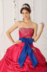 Sweetheart Blue Ribbon 2014 Quinceanera Dress With Beading