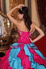 Deep Sky Blue And Fuchsia Cascade Skirt Quinceanera Gown