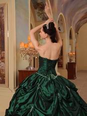 Hunter Green Beaded Strapless Evening Ball Gown For Women