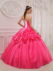 Rolled Flowers Decorate Top Designer Quinceanera Hot Pink Dress