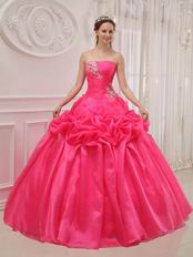 Rolled Flowers Decorate Top Designer Quinceanera Hot Pink Dress