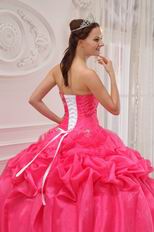 Rolled Flowers Decorate Top Designer Quinceanera Hot Pink Dress