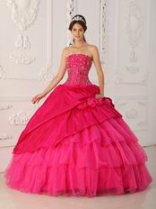 2014 Inexpensive Deep Pink Dress For Quinceanera Party