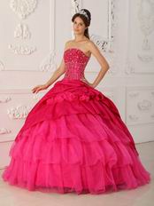 2014 Inexpensive Deep Pink Dress For Quinceanera Party