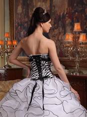 Customized Tailoring Zebra Ruffled Skirt Quinceanera Dress White