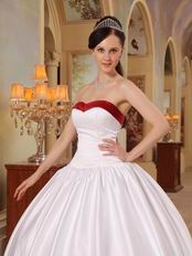 Simple Sweetheart White Military Dress With Wine Red Bordure