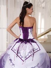 White and Lavender Designer Quinceanera Dress With Embroidery