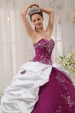 Purple and White Floor Length Ball Dress To Military Wear