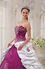 Purple and White Floor Length Ball Dress To Military Wear