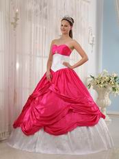 Deep Pink Trimed Designer Quinceanera Dress With Applique