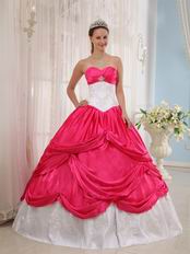 Deep Pink Trimed Designer Quinceanera Dress With Applique