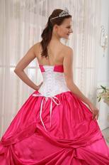 Deep Pink Trimed Designer Quinceanera Dress With Applique