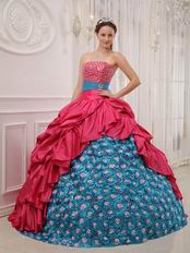 Strapless Appliqued Rose Pink Quinceanera Gown With Beading