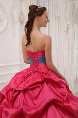 Strapless Appliqued Rose Pink Quinceanera Gown With Beading