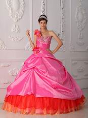 Single One Shoulder Multi Color Handmade Quinceanera Gown