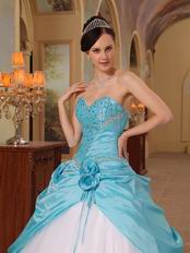 Light Sky Blue And White Sweetheart Quinceanera Dress