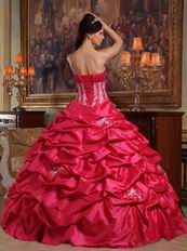 Strapless Coral Red Quinceanera Gown Online Shopping