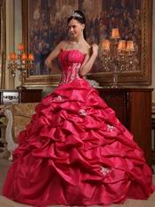 Strapless Coral Red Quinceanera Gown Online Shopping