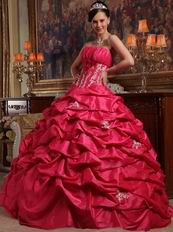 Strapless Coral Red Quinceanera Gown Online Shopping