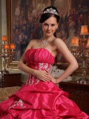 Strapless Coral Red Quinceanera Gown Online Shopping