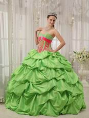 Spring Green Puffy Skirt Best Quinceanera Dress Clearance