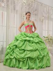 Spring Green Puffy Skirt Best Quinceanera Dress Clearance