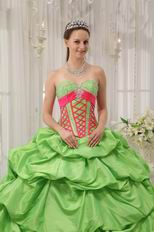 Spring Green Puffy Skirt Best Quinceanera Dress Clearance