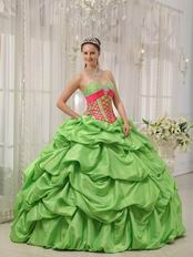 Spring Green Puffy Skirt Best Quinceanera Dress Clearance