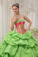 Spring Green Puffy Skirt Best Quinceanera Dress Clearance