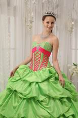 Spring Green Puffy Skirt Best Quinceanera Dress Clearance