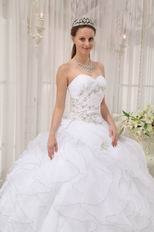 Sweetheart Puffy Cascade Skirt White Discount Quinceanera Dress