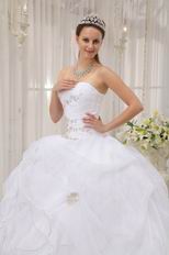 Sweetheart Puffy Cascade Skirt White Discount Quinceanera Dress