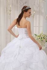 Sweetheart Puffy Cascade Skirt White Discount Quinceanera Dress