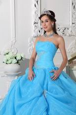 Aqua Blue Puffy Skitr Quinceanera Dresses Gowns For Cheap