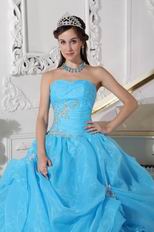 Aqua Blue Puffy Skitr Quinceanera Dresses Gowns For Cheap