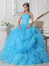 Aqua Blue Puffy Skitr Quinceanera Dresses Gowns For Cheap