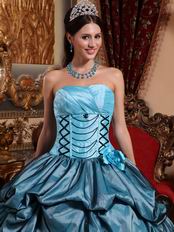 Light Sky Blue Quinceanera Dress With Hand Made Flower
