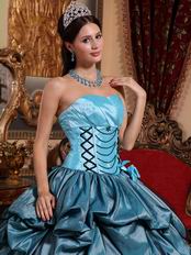 Light Sky Blue Quinceanera Dress With Hand Made Flower