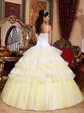 Spaghetti Straps Lace Layers White Quinceanera Dress Pretty