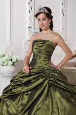 Strapless Olive Green Quinceanera Dress For Sweet 16 Party