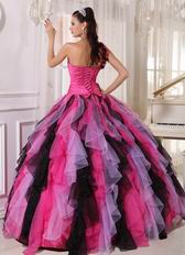 Single One Shoulder Ruffles Skirt Contrast Color Quinceanera Dress