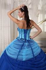 Sky Blue And Dark Blue Puffy Skirt Quinceanera Prom Dress