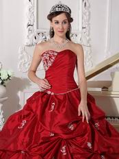 Low Price Strapless Wine Red Dress to Quinceanera Wear