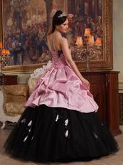 2014 New Arriving Pink Quinceanera With Black Applique