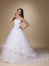 Cheap Puffy Wedding Dress With Handmade Flowers Bottom