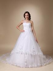 Cheap Puffy Wedding Dress With Handmade Flowers Bottom