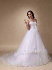 Cheap Puffy Wedding Dress With Handmade Flowers Bottom