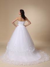 Cheap Puffy Wedding Dress With Handmade Flowers Bottom