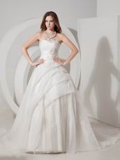 Appliqued Sweetheart A-line Silhouette Ivory Organza Wedding Dress