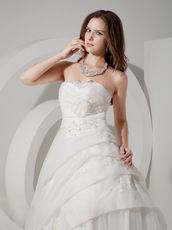 Appliqued Sweetheart A-line Silhouette Ivory Organza Wedding Dress